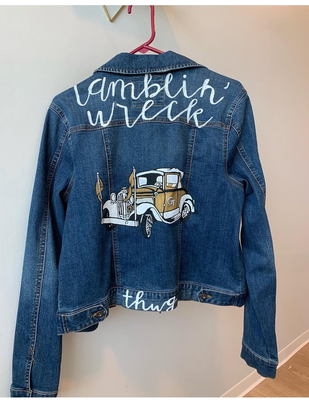Georgia Tech Hand-Painted Denim Jacket with the Reck